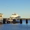 VIRGINIA: SURRY COUNTY: the Scotland-Jamestown Ferry "Virginia" at the Scotland terminal at dusk