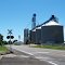 Grain Elevators and Rail Crossing at Glenville, looking south down U.S. 65
