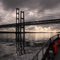 Going under the Tacoma Narrows bridge on a boat