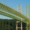 Tacoma Narrows Bridge(s).  The second and third bridges are pictured.  The original narrows bridge, nicknamed "Galloping Gertie", developed severe movement in the wind. The bridge was opened to the public on July 1, 1940, and dramatically collapsed into Puget Sound on November 7 of the same year in a wind of only 40 mph.