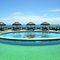 Pool, sea and sky.All is blue.