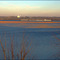 Low sun on temple and Mississippi R. from Montrose, Iowa