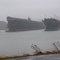 Taconite docks at Two Harbors on a foggy rainy day.