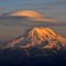 Mt Rainier with lenticular cloud and cap cloud