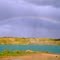 Rainbow over quarry. Радуга над карьером