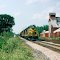 Southbound Central Vermont Railway Freight Train No. 510 with CV EMD GP9 No. 4550 and DWP Alco RS11 No. 3603 providing power, at Milton, VT
