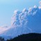 May 18, 1980 eruption of Mount St. Helens, early evening, from Speelyai Hill.  After 12 hours of vigorous eruptive activity, the vigor decreased, switching to spasmodic bursts of ash that lasted several days.