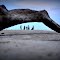 below the arch
