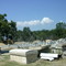 Cemetery at St. Eugene Catholic Church in Grand Chenier, Louisiana  after Hurricane Rita (June 2006)