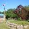 iron buffalo in front of Butler County History Center, Eldorado, KS