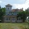 Viewing south-south-easterly at the former mansion of J.B. Oakie ("The Big Teepee"), on Badwater Rd. (Fremont Co. Rd. 117) near its intersection with Lost Cabin Rd. (Fremont Co. Rd. 158). Lost Cabin (Lysite P.O.), Wyoming