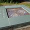 swirling bullseye patterns in the inlay tile mosaic of the Conagra Plant Explosion Memorial in White Deer Park, 9-15-12