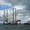 A $20m Jack-up Barge from Holland is floated off the 'Fjell', semi-submersible ship (2010). The barge will be used to connect the inlet and outlet pipes for the Desalination Plant in Wonthaggi