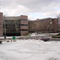 office buildings and driven-on snow
