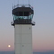Salem tower and the moon at sunset
