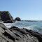 Rocks at north end of Pebbly Beach looking at Razorback