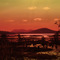 Smoky sunset over Lake Mitchell