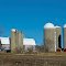 White roof Barn with Silos