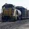 The conductor gets off the short freight train to open the switch and alow the train to get onto the main line, 1/2013