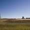 Grain elevator with rail cars, Richardton, North Dakota, Facing East