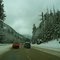 Snowy day through the mountains