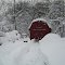 Red Barn in Feet of Snow