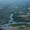 Boise River at high water stage enters the Snake River on the Idaho Oregon border
