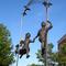 Children of the Trails, life-size bronze of boy, girl & dog, Olathe,KS