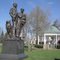 gazebo and '"The Pioneers" statue