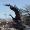 geese in flight, bronze, Clay Center, KS