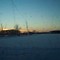 Winter sunset in the car