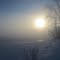 Frozen Austin Lake in deep fog