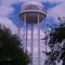 The newly painted tower featuring Valente Rodriguez