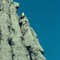 Climbing, Sturgeon Rock, 1982.  Francisco Valenzuela on rope.