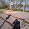 My shadow at the grade crossing.