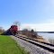 Train along Damariscotta River.