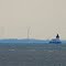 Detroit River Lighthouse and the wind farm in Canada