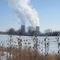 Frozen Swan Creek and the steam from Enrico Fermi nuclear plant