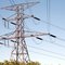High voltage power lines: glowing in the sun