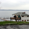 father son & dog cayuga lake