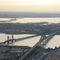 The Vincent R. Casciano Memorial Bridge (right) links Newark and Bayonne  (06-AUG-05)