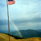 Flag at Kennaday Peak Fire Lookout,  Medicine Bow National Forest