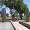 Liberty Garden, 110 in twin tower fountain with steel from NYC Trade Center, Dodge City, KS