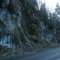 Icicles alongside Highway 101 in the Purdy Canyon area north of Shelton, Washington